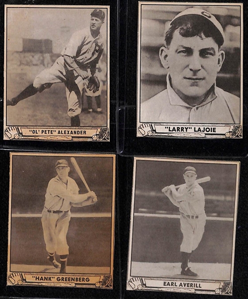 Lot of (10) Authentic/Trimmed HOFer 1940 Play Ball Cards - Ott, Speaker, Alexander, Lajoie, Greenberg, Averill, Hooper, Gomez, McKechnie, Heilmann