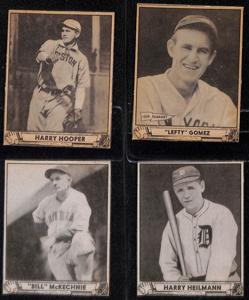 Lot of (10) Authentic/Trimmed HOFer 1940 Play Ball Cards - Ott, Speaker, Alexander, Lajoie, Greenberg, Averill, Hooper, Gomez, McKechnie, Heilmann
