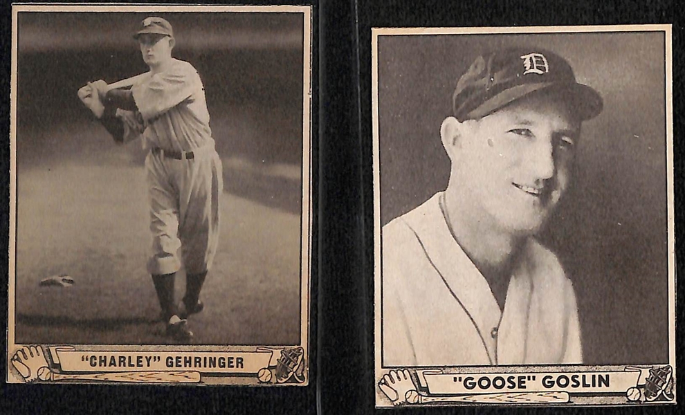 Lot of (10) Authentic/Trimmed HOFer 1940 Play Ball Cards - Gehringer, Goslin, Chance, Mack, Frisch, Dickey, Bottomley, Sisler, Bender, Lazzeri