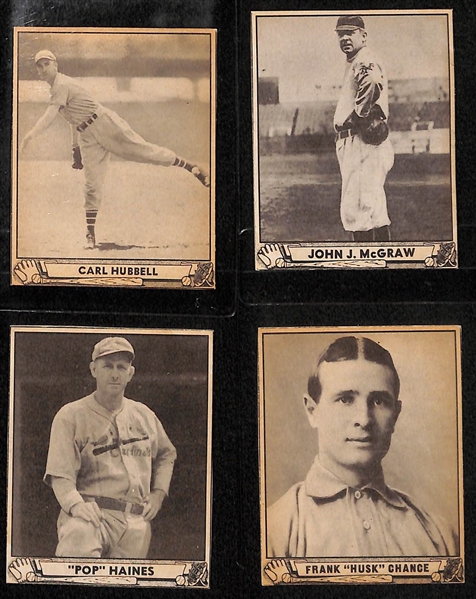 Lot of (10) Authentic/Trimmed HOFer 1940 Play Ball Cards - Honus Wagner, Cochrane, Hubbell, McGraw, Haines, Chance, Frisch, Baker, Klein, Lloyd Waner