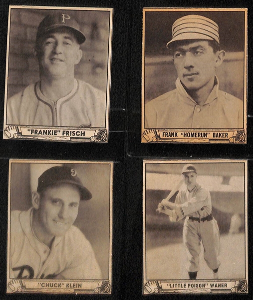 Lot of (10) Authentic/Trimmed HOFer 1940 Play Ball Cards - Honus Wagner, Cochrane, Hubbell, McGraw, Haines, Chance, Frisch, Baker, Klein, Lloyd Waner