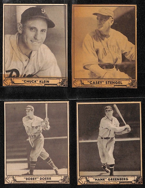 Lot of (10) Authentic/Trimmed HOFer 1940 Play Ball Cards - Alexander, Ferrell, Klein, Stengel, Doerr, Greenberg, Averill, McKechnie, Vaughan, Paul Waner