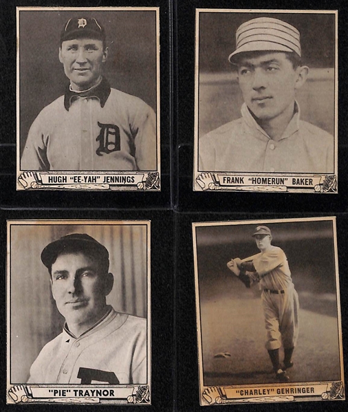 Lot of (10) Authentic/Trimmed HOFer 1940 Play Ball Cards - Hubbell, Evers, Jennings, Traynor, Baker, Gehringer, Klein, Vaughan, Lloyd Waner, Paul Waner