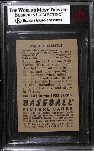 1952 Bowman Mickey Mantle #101 Graded BVG 2