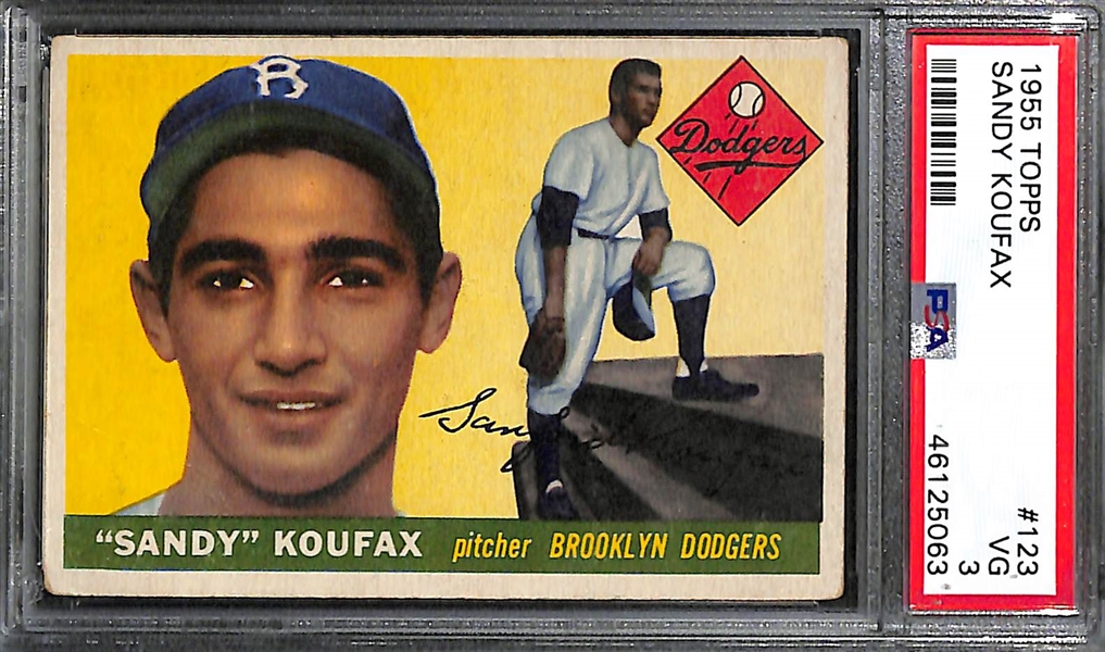1955 Topps Sandy Koufax (HOF) Rookie Card #123 - Graded PSA 3