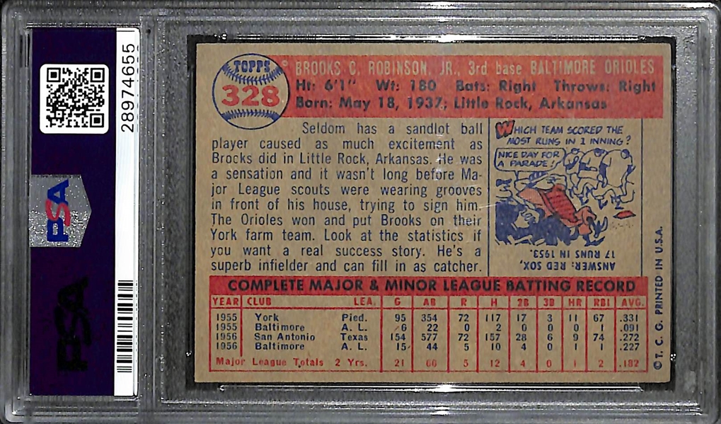 1957 Topps Brooks Robinson (HOF) Rookie Card #328 - Graded PSA 7