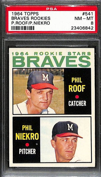 1964 Topps Phil Niekro (HOF) Rookie Card  #541 - Graded PSA 8