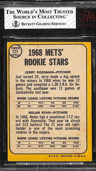 1968 Topps MILTON BRADLEY Nolan Ryan (HOF) Rookie Card #177 - Graded Beckett BVG 5.5 (RARE MILTON BRADLEY GAME VERSION) 