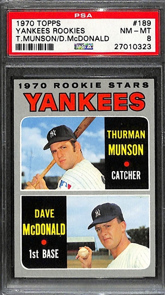 1970 Topps Thurmon Munson Rookie Card #189 - Graded PSA 8
