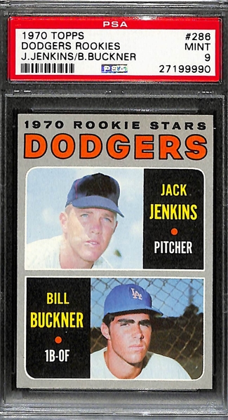 1970 Topps Bill Buckner Dodgers Rookie Card #286 - Graded PSA 9