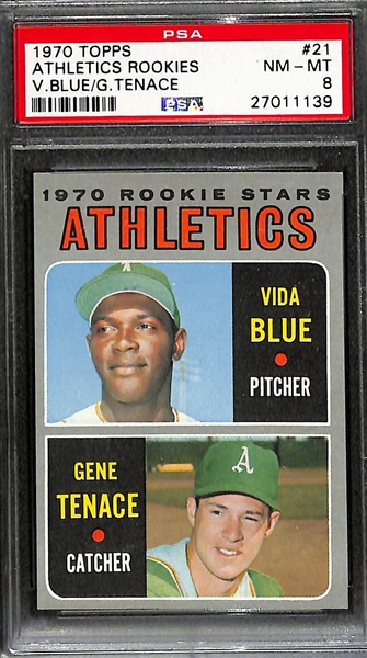 1970 Topps Vida Blue & Gene Tenace A's Rookie Card #21 - Graded PSA 8