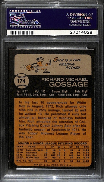 1973 Topps Goose Gossage (HOF) Rookie Card #174 - Graded PSA 9