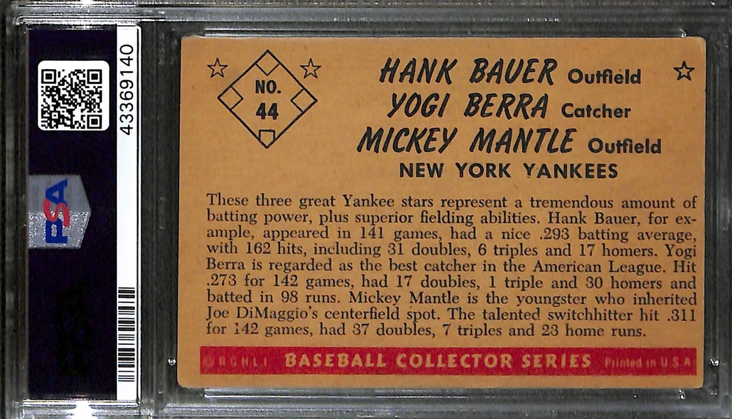1953 Bowman Color Mickey Mantle, Yogi Berra, Hank Bauer #44 PSA 4
