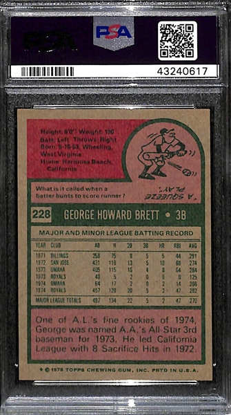 1974 Topps George Brett (HOF) Rookie Card #228 - Graded PSA 8