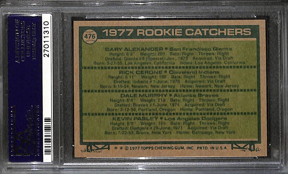 1977 Topps Dale Murphy Rookie Card #476 - Graded PSA 9