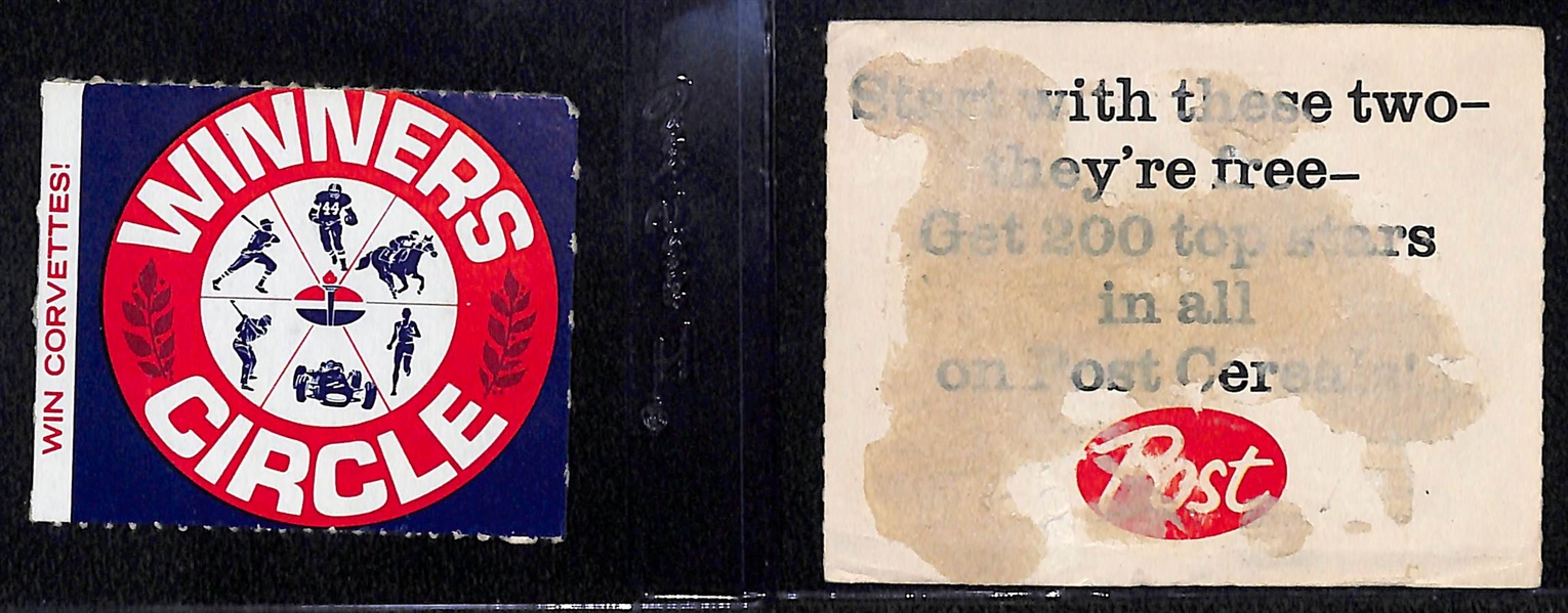 1968 American Oil Mickey Mantle & 1962 Post Mickey Mantle (From Life Magazine - Has Glue and Paper Residue on Back)