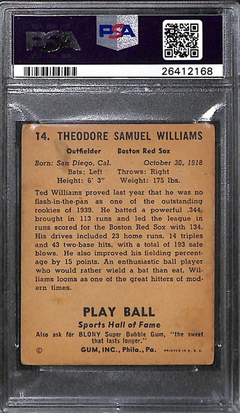 1941 Play Ball Ted Williams #14 Graded PSA 2.5