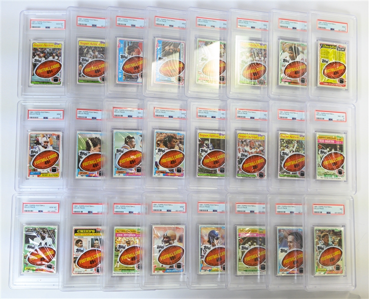 Lot of (24) PSA Graded 1981 Topps Football Cello Packs - Most Graded PSA 9 or 10 (Joe Montana Rookie Year)