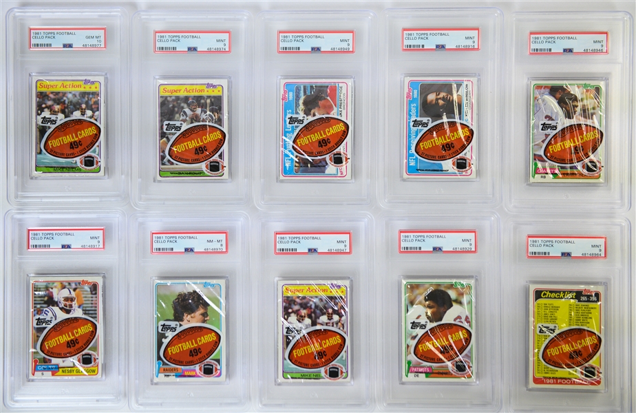 Lot of (24) PSA Graded 1981 Topps Football Cello Packs - Most Graded PSA 9 or 10 (Joe Montana Rookie Year)