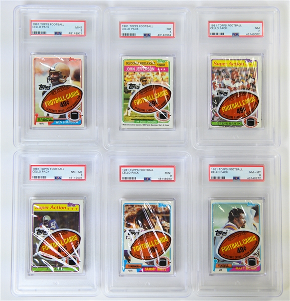 Lot of (24) PSA Graded 1981 Topps Football Cello Packs - Most Graded PSA 9 or 10 (Joe Montana Rookie Year)