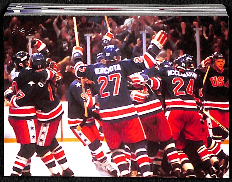 2012 Leaf Legends of Sport 1980 US Olympic Hockey Team Booklet Card w. 16 Autographs (Inc. Eruzione, Ramsey, Craig, O'Callahan, +)