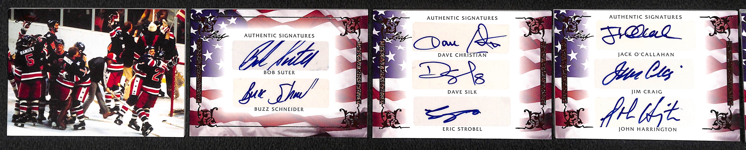 2012 Leaf Legends of Sport 1980 US Olympic Hockey Team Booklet Card w. 16 Autographs (Inc. Eruzione, Ramsey, Craig, O'Callahan, +)