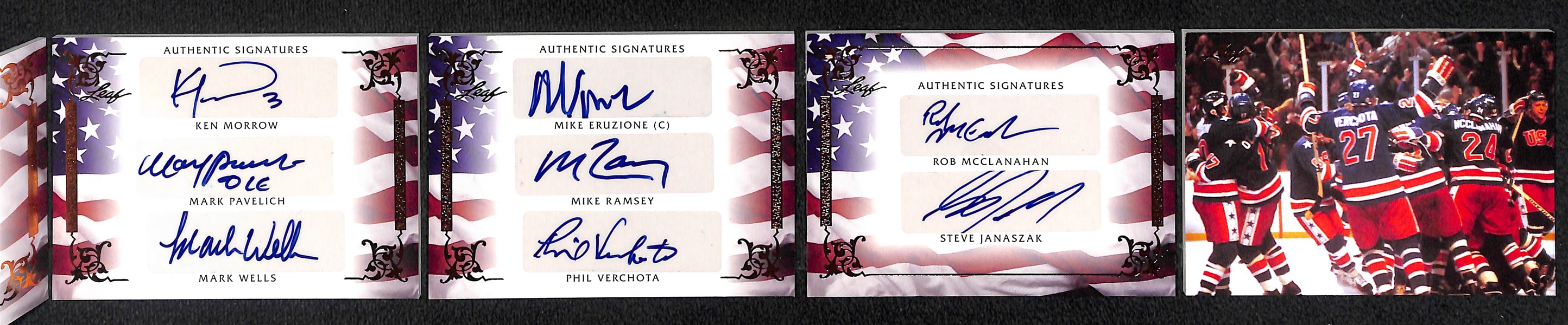 2012 Leaf Legends of Sport 1980 US Olympic Hockey Team Booklet Card w. 16 Autographs (Inc. Eruzione, Ramsey, Craig, O'Callahan, +)