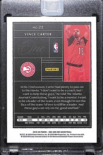 2019-20 Panini One-And-One Vince Carter Encased Black Refractor (#ed 1/1)