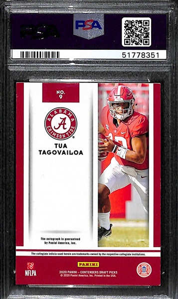 2020 Contenders Draft Tua Tagovailoa Game Day Ticket Diamond Rookie Autograph #ed /15 (Dolphins) Graded PSA 8 NM-Mint!