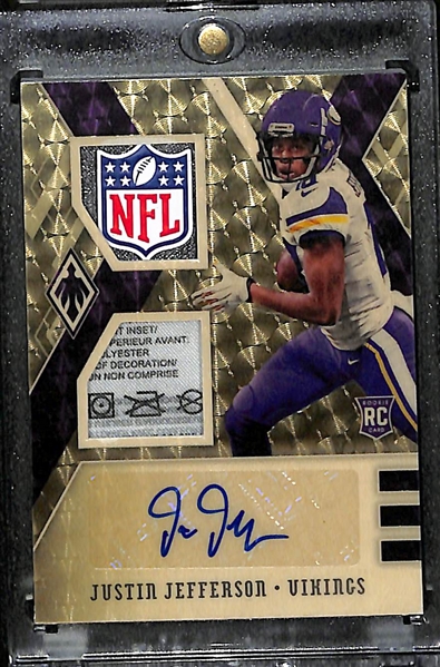 RARE 2020 Panini Phoenix Justin Jefferson Autographed Superfractor Logo/Laundry Patch Rookie Card #1/1 (Vikings)