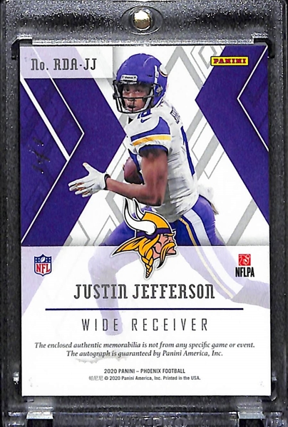 RARE 2020 Panini Phoenix Justin Jefferson Autographed Superfractor Logo/Laundry Patch Rookie Card #1/1 (Vikings)