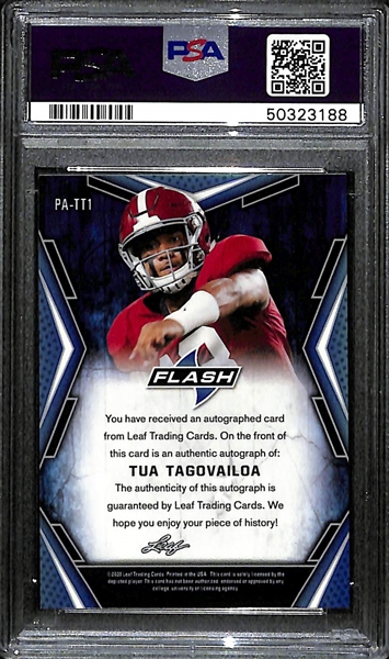 2020 Leaf Flash Tua Tagovailoa Autographed Rookie Card Graded PSA 10 (w. 10 Autograph Grade)