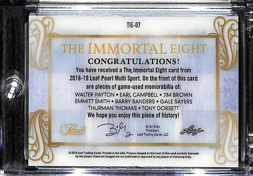 2018-19 Leaf Pearl Immortal 8 Football RB 8-Piece Jersey Patch (Brown, Payton, Sayers, Campbell, Dorsett, Sanders, E. Smith, Thomas) 