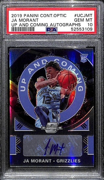 2019-20 Panini Optic Contenders Ja Morant Up and Coming Autograph Prizm Rookie Card (#74/125) PSA 10 Gem Mint