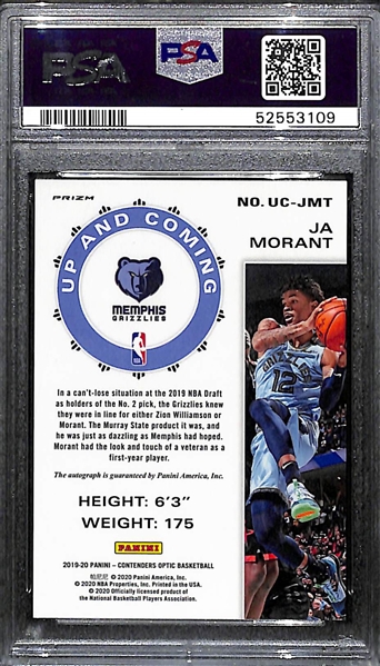 2019-20 Panini Optic Contenders Ja Morant Up and Coming Autograph Prizm Rookie Card (#74/125) PSA 10 Gem Mint