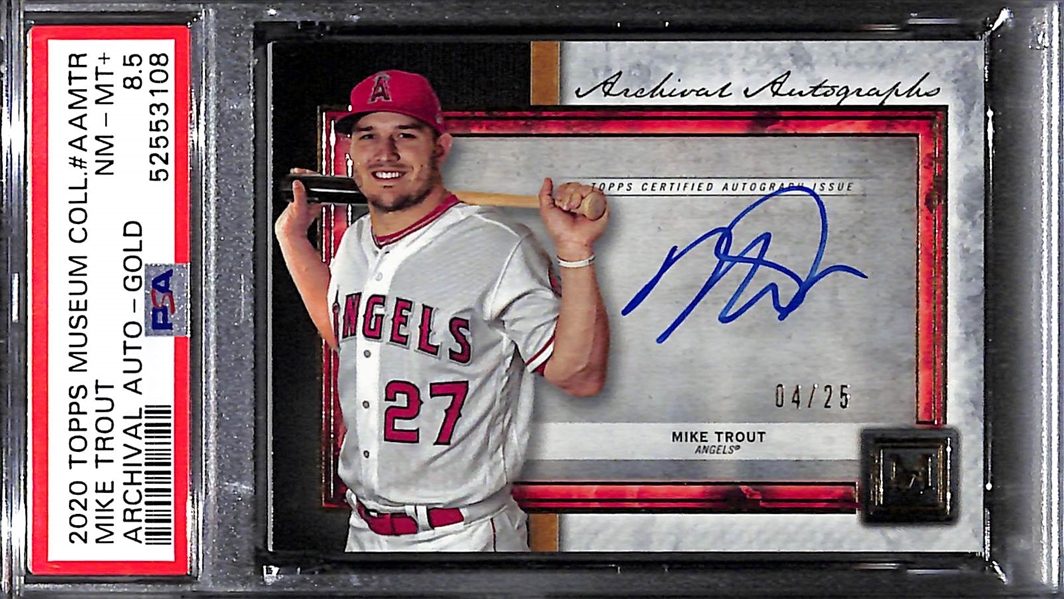2020 Topps Museum Collection Archival Autographs Mike Trout (#4/25) PSA 8.5