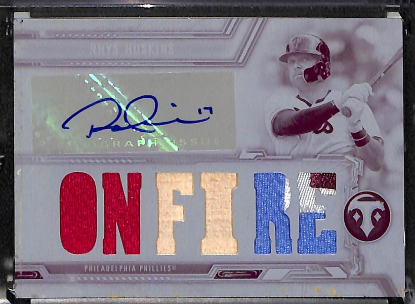 2020 Topps Triple Threads Rhys Hoskins White Whale Printing Plate (#1/1) w. Jersey Patch and Bat Relics 