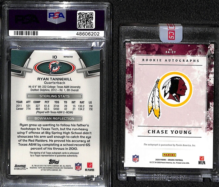 Ryan Tannehill and Chase Young Autographed Rookie Cards (2012 Bowman Sterling Black Tannehill PSA 8 w. 10 Auto; 2020 Panini Origins Chase Young #8/17)