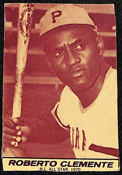 Lot of (3) 1971 Milk Duds Baseball Cards - Roberto Clemente, Catfish Hunter, Claud Osteen