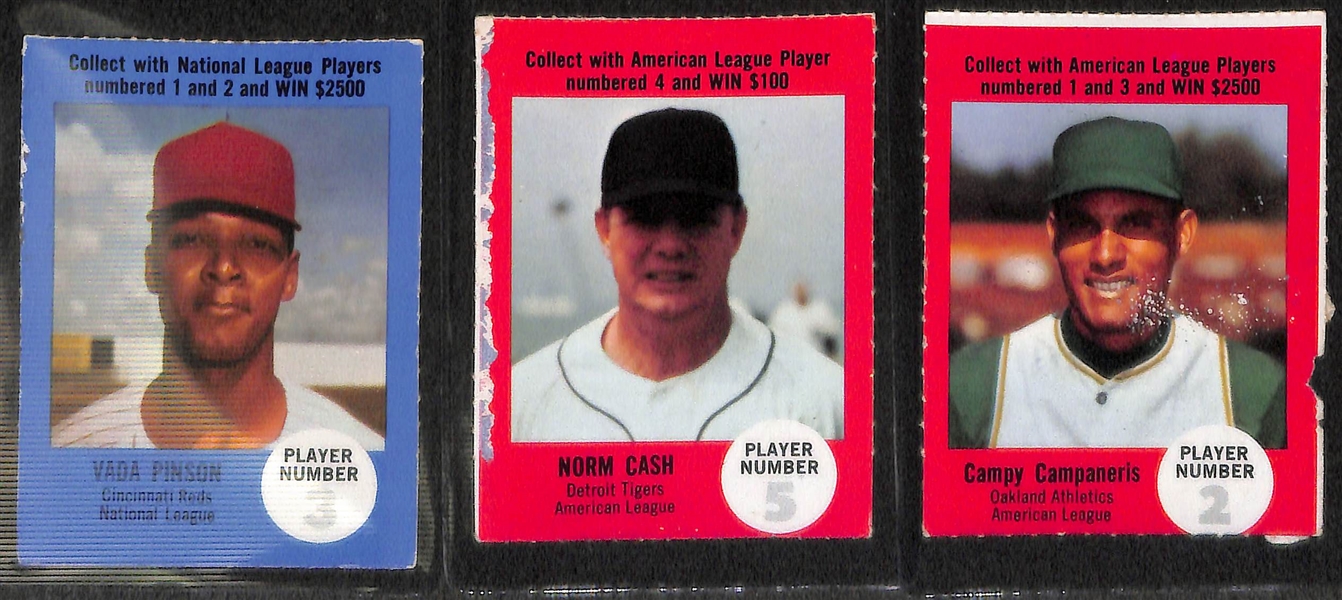 Lot of (9) 1968 Atlantic Oil Play Ball Contest Cards w. Hank Aaron and Maury Wills