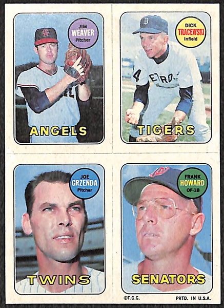 Rare 1969 Topps 4-in1's Test Issue w. Frank Howard, Grzenda, Weaver, Tracewski (High Quality Condition!)