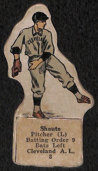 Lot of (3) Early 1900s Baseball Items - 1910-12 Sweet Caporal Pin Crandall, 1909-12 Domino Discs Bill Carrigan 1921-30 Die Cut Shaute