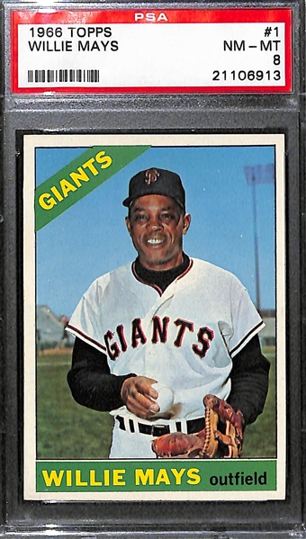 1966 Topps Willie Mays #1 Graded PSA 8