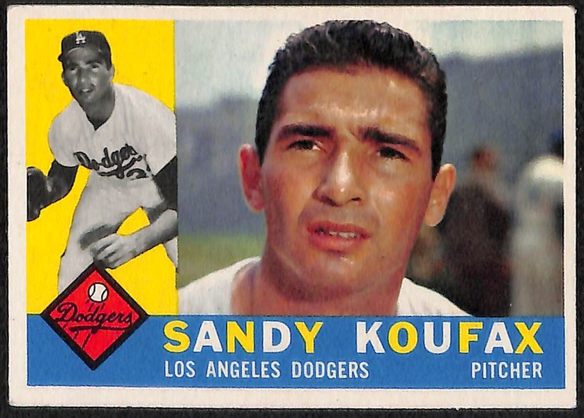 Lot of (3) 1960 Topps Cards (McCovey Rookie #316, Mays #200, Koufax #343)