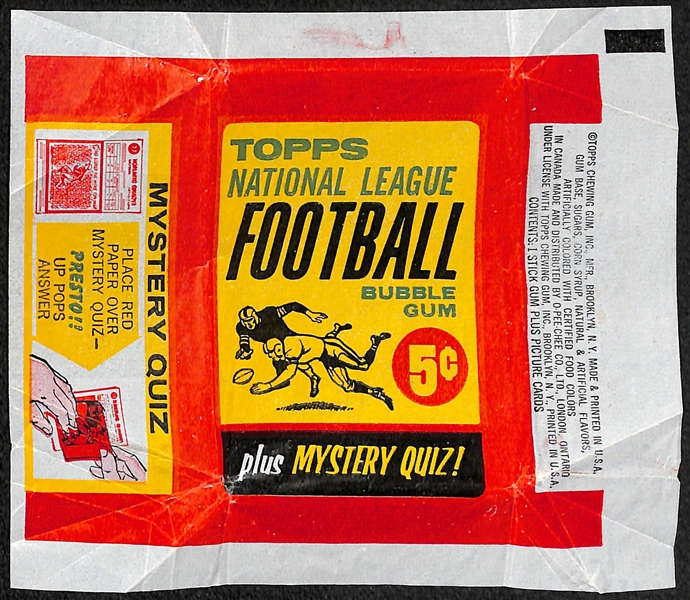Lot of 3 Football Wax Pack Wrappers - 1960 Fleer, 1963 Topps, 1965 Philadelphia