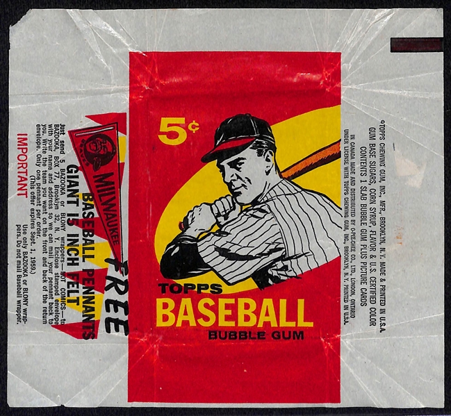 RARE 1959 Topps Baseball 5-Cent Wax Pack Wrapper