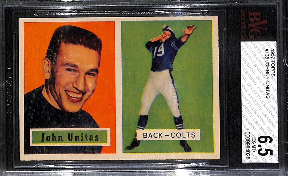 1957 Topps Johnny Unitas #138 Rookie Card Graded Beckett BVG 6.5
