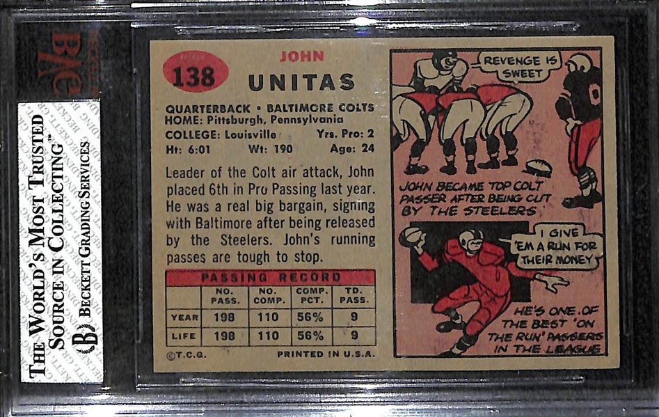 1957 Topps Johnny Unitas #138 Rookie Card Graded Beckett BVG 6.5