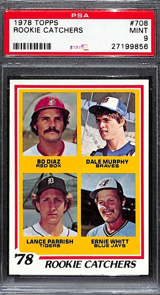 1978 Topps Lance Parish, Dale Murphy (2nd Yr) , Ernie Whitt, Bo Diaz #708 Rookie Card Graded PSA 9