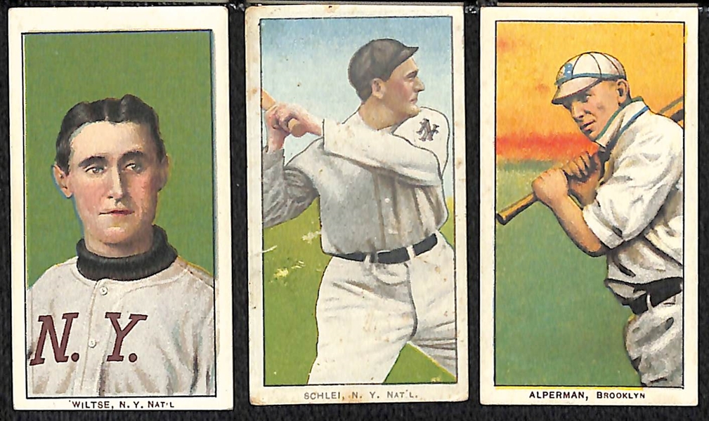 T206 Lot (3) - Hooks Wiltse (NY NL), Admiral Schlei (NY NL, Polar Bear), Whitey Alperman (Brooklyn Dodgers)